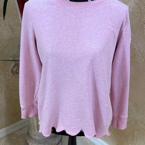 Talbots Pink Long Sleeve Sweatshirt with Scalloped Hem